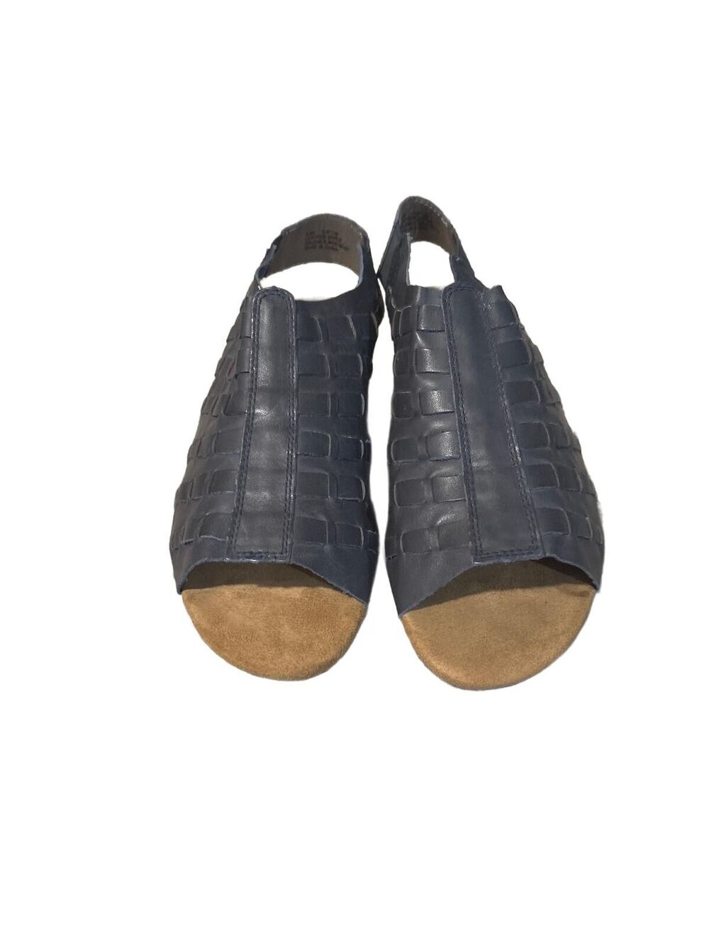 Array Womens 9.5 M Navy Blue Leather Woven Slingback Comfort Sandals Open Toe